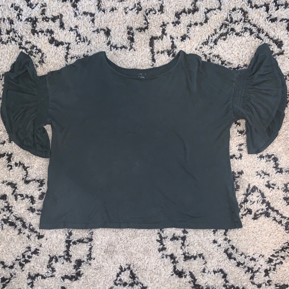 Forest green blouse.